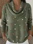 Women Polka Dots Printing Spring/Fall Casual Long Sleeve Cowl Neck Sweater