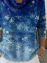 Women Christmas Printing Spring/Fall Casual Long Sleeve Cowl Neck Sweater