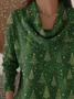 Women Christmas Printing Spring/Fall Casual Long Sleeve Cowl Neck Sweater