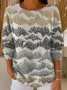 Women Abstract Printing Spring/Fall Casual Long Sleeve Crew Neck Sweater