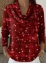 Women Christmas Printing Spring/Fall Casual Long Sleeve Cowl Neck Sweater