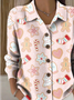 Women Christmas Printing Long Sleeve Shawl Collar Vintage Spring/Fall Cardigan Outerwear