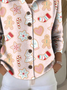 Women Christmas Printing Long Sleeve Shawl Collar Vintage Spring/Fall Cardigan Outerwear