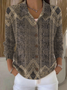 Women Abstract Printing Long Sleeve Shawl Collar Vintage Spring/Fall Cardigan Outerwear