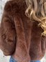 Women's Winter Outerwear Faux Fur Vintage Split Joint Plain Long Sleeve Mock Neck Regular Faux Fur Coat