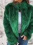 Women's Winter Outerwear Faux Fur Vintage Split Joint Plain Long Sleeve Mock Neck Regular Faux Fur Coat