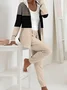 Women Striped Printing Two-Piece Set Daily Long Sleeve Casual Spring/Fall Coat With Pants Matching Set