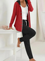 Women Plain Printing Two-Piece Set Daily Long Sleeve Casual Spring/Fall Coat With Pants Matching Set