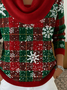 Women Christmas Printing Spring/Fall Casual Long Sleeve Cowl Neck Sweater