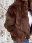 Women's Winter Outerwear Faux Fur Vintage Split Joint Plain Long Sleeve Mock Neck Regular Faux Fur Coat