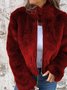 Women's Winter Outerwear Faux Fur Vintage Split Joint Plain Long Sleeve Mock Neck Regular Faux Fur Coat