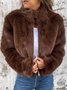 Women's Winter Outerwear Faux Fur Vintage Split Joint Plain Long Sleeve Mock Neck Regular Faux Fur Coat