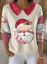 Women Santa Claus Printing Spring/Fall Casual Long Sleeve Shawl Collar Sweater