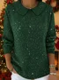 Women Christmas Printing Spring/Fall Casual Long Sleeve Shawl Collar Sweater