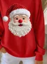 Women Santa Claus Crew Neck Printing Casual Spring/Fall Long Sleeve Sweatshirt