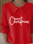 Women Christmas Printing Spring/Fall Casual Long Sleeve Shawl Collar Sweater