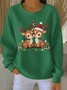 Women Christmas Crew Neck Printing Casual Spring/Fall Long Sleeve Sweatshirt