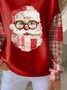 Women Santa Claus Crew Neck Printing Casual Spring/Fall Long Sleeve Sweatshirt