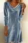 Women Plain Long Sleeve Spring/Fall Split Joint Dress Hoodie Daily Vintage Mini Fit & Flare Dress A-Line Dress