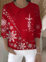 Women Christmas Printing Spring/Fall Casual Long Sleeve Shawl Collar Sweater