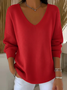 Women Plain Long Sleeve Tee T-shirt V Neck Printing Casual Spring/Fall Top