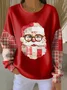 Women Santa Claus Crew Neck Printing Casual Spring/Fall Long Sleeve Sweatshirt