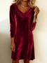 Women Plain Long Sleeve Spring/Fall Split Joint Dress Hoodie Daily Vintage Mini Fit & Flare Dress A-Line Dress