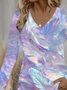 Women Abstract Long Sleeve Tee T-shirt V Neck Printing Casual Spring/Fall Graphic Tee Top