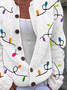 Women Christmas Printing Long Sleeve Crew Neck Vintage Spring/Fall Cardigan Outerwear
