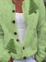 Women Christmas Printing Long Sleeve Crew Neck Vintage Spring/Fall Cardigan Outerwear