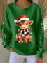 Women Christmas Crew Neck Printing Casual Spring/Fall Long Sleeve Sweatshirt