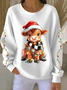 Women Christmas Crew Neck Printing Casual Spring/Fall Long Sleeve Sweatshirt