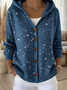 Women Christmas Printing Long Sleeve Hoodie Vintage Spring/Fall Cardigan Outerwear