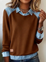 Women Plain Shawl Collar Vintage Spring/Fall Long Sleeve Sweatshirt