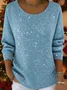 Women Abstract Printing Spring/Fall Casual Long Sleeve Crew Neck Sweater