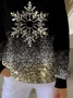 Women Christmas Crew Neck Printing Casual Spring/Fall Long Sleeve Sweatshirt