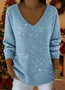 Women Christmas Long Sleeve Tee T-shirt V Neck Printing Casual Spring/Fall Top