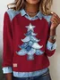 Women Christmas Shawl Collar Vintage Spring/Fall Long Sleeve Sweatshirt