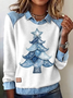 Women Christmas Shawl Collar Vintage Spring/Fall Long Sleeve Sweatshirt