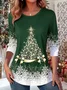Women Christmas Long Sleeve Tee T-shirt Crew Neck Casual Spring/Fall Tunic Top