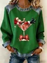Women Santa Claus Crew Neck Printing Vintage Spring/Fall Long Sleeve Sweatshirt