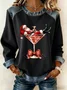 Women Santa Claus Crew Neck Printing Vintage Spring/Fall Long Sleeve Sweatshirt