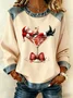 Women Santa Claus Crew Neck Printing Vintage Spring/Fall Long Sleeve Sweatshirt