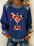 Women Santa Claus Crew Neck Printing Vintage Spring/Fall Long Sleeve Sweatshirt