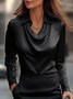 Women Plain Long Sleeve Shirt Spring/Fall Cowl Neck Daily Elegant Top