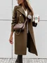 Women's Plain Winter Outerwear Casual Split Joint Mid-long Shawl Collar Overcoat