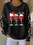 Women Christmas Crew Neck Printing Casual Spring/Fall Long Sleeve Sweatshirt