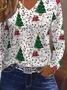 Women Christmas Long Sleeve Tee T-shirt V Neck Printing Casual Spring/Fall Graphic Tee Top