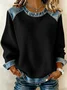 Women Plain Crew Neck Vintage Spring/Fall Long Sleeve Sweatshirt