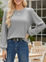 Women's Long Sleeve Blouse Spring/Fall Plain Crew Neck Balloon Sleeve Daily Going Out Casual Top